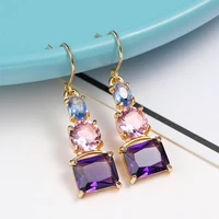 new simple fashion color zircon gold plated ladies earrings