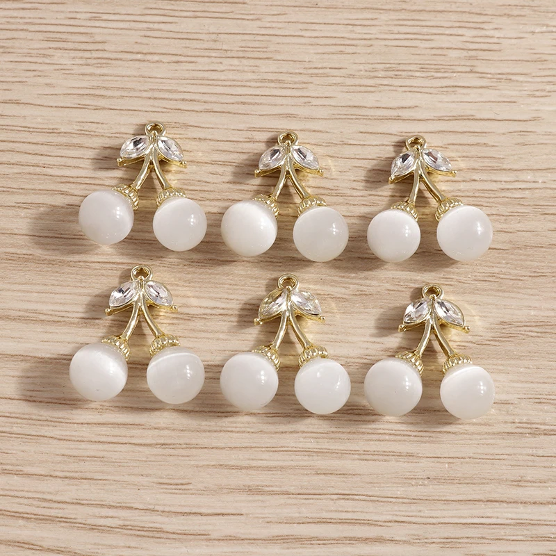 

4pcs 18*21mm Cute Crystal Cherry Charms for Jewelry Making Women Fashion Drop Earrings Pendants Necklaces DIY Crafts Accessories