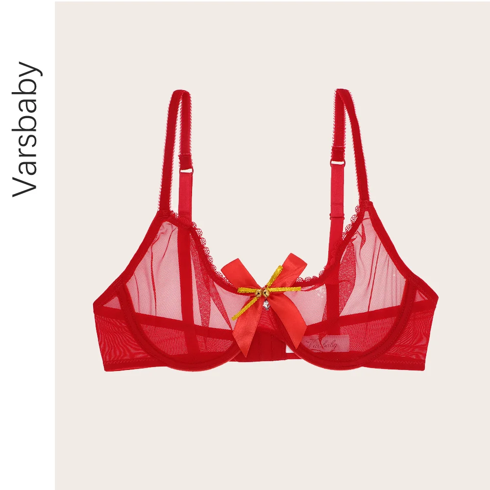 Сексуальное прозрачное нижнее белье Varsbaby с бантом чашка 3/4 дышащие