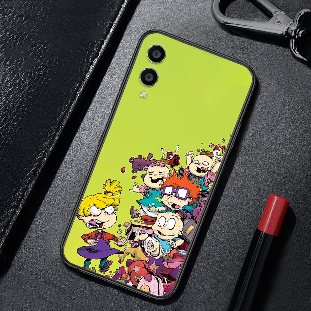 

Cartoon Cute Rugrates Dinosaur Phone Case For HUAWEI Honor Nova 5 7 8 9 10 20 30 A C T I X Lite Pro black Cover Pretty Bumper 3D