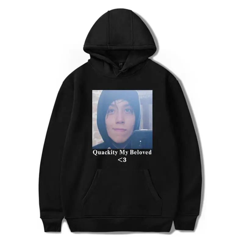 

WAWNI Quackity Merch Print Autumn Winter Holiday Men/Women Pure Cotton Fleece Hooded Novelty Sweet style