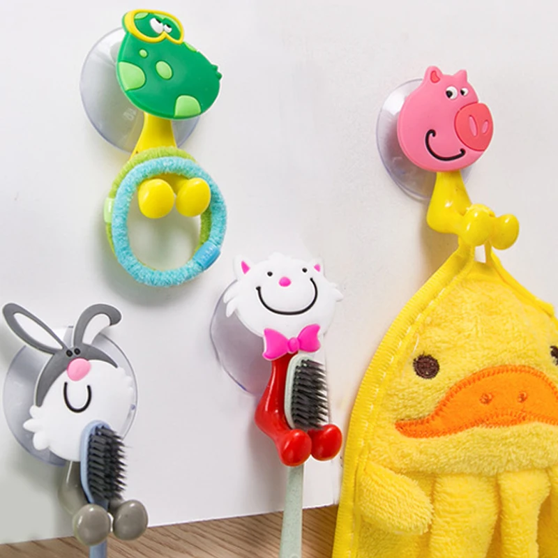 Cartoon Animal Toothbrush Holder Wall Mounted Antibacterial Tooth brush Storage Rack With Suction Cup Bathroom Organizer