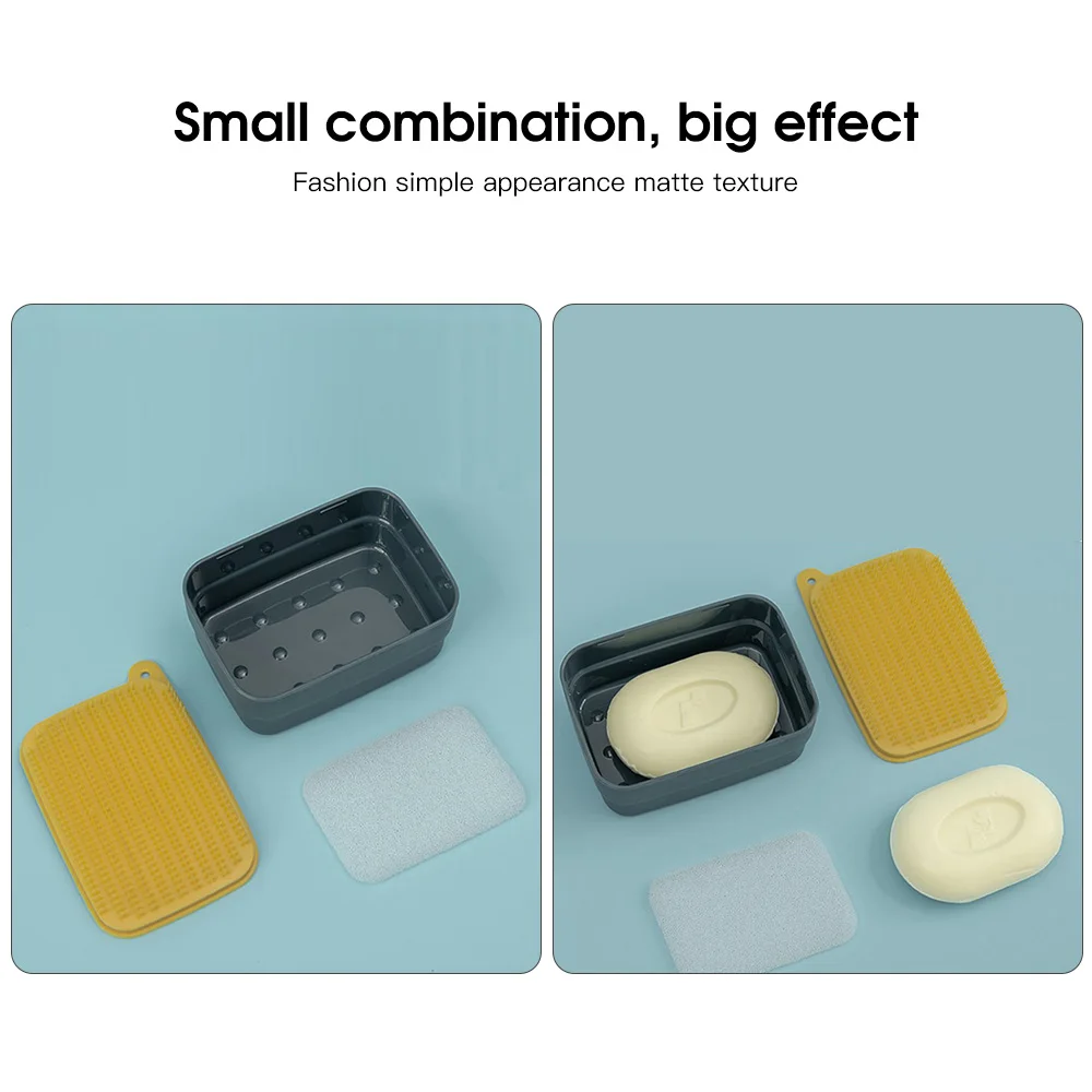

5Pcs Soap Box Portable Waterproof Cleaning Brush Soap Storage Box Moisture-proof 2 in 1 Cleaning Brush Bathroom Gadgets