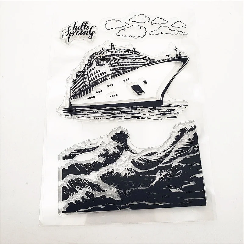 Круизный лайнер волны прозрачная печать 11x16 см Силиконовая ТПР Хэллоуин