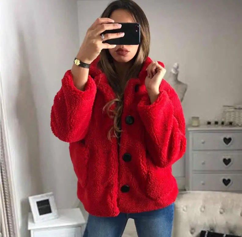 style3 Зимняя куртка из искусственного меха плюшевого медведя Женская модная куртка с капюшоном и открытым стежком женский длинный рукав ворсистый жакет пальто - Цвет: style3