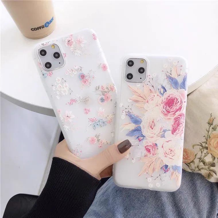 

3D Relief Dense Flowers Translucence TPU Case For Xiaomi Redmi 9C POCO X2 X3 NFC Note 9S 7 8 9 Pro Max 9 Prime 9T K20 Pro K30