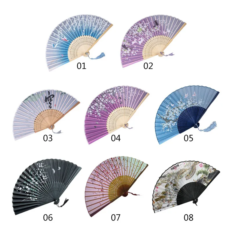 

Chinese Style Folding Fan Decorative Craft Fan Japanese Kawaii Butterflies Cherry Blossoms Fans for Wedding Party Dance Fan