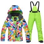 Новинка 2021, лыжный костюм, женский комплект, водонепроницаемая теплая одежда, куртка, лыжные штаны, зимняя одежда, Брендовые костюмы для катания на лыжах и сноуборде