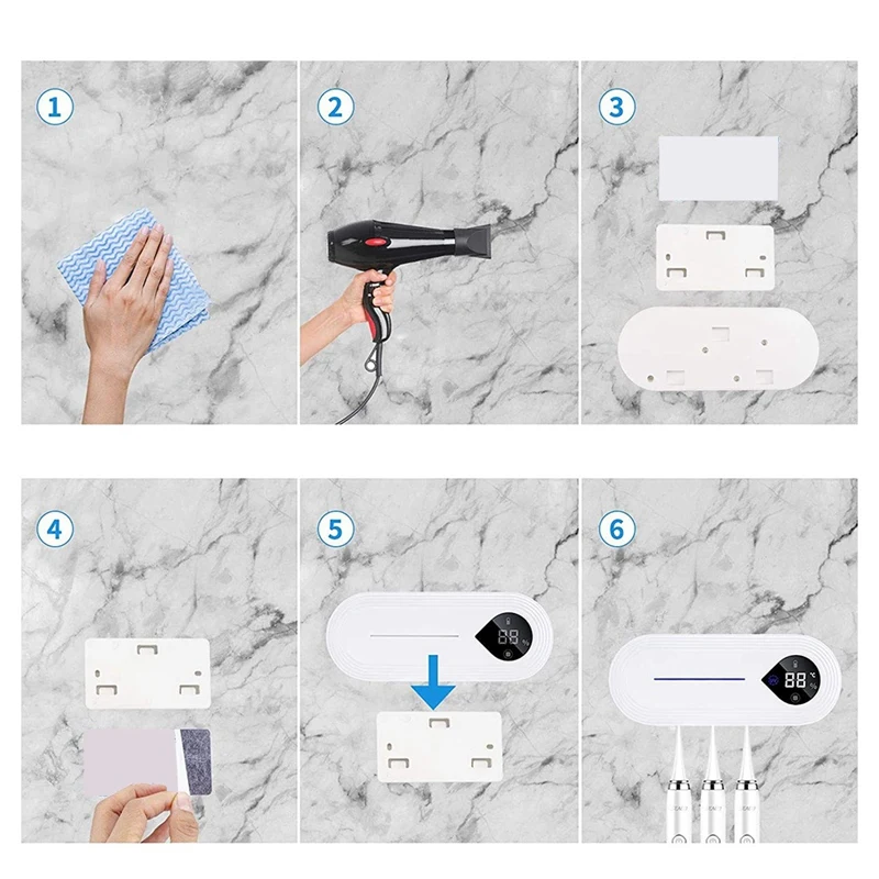 

UV Toothbrush Holder with Auto Drying Function Wall Mounted Electric Toothbrush Holder for Bathroom Toothbrush Organizer