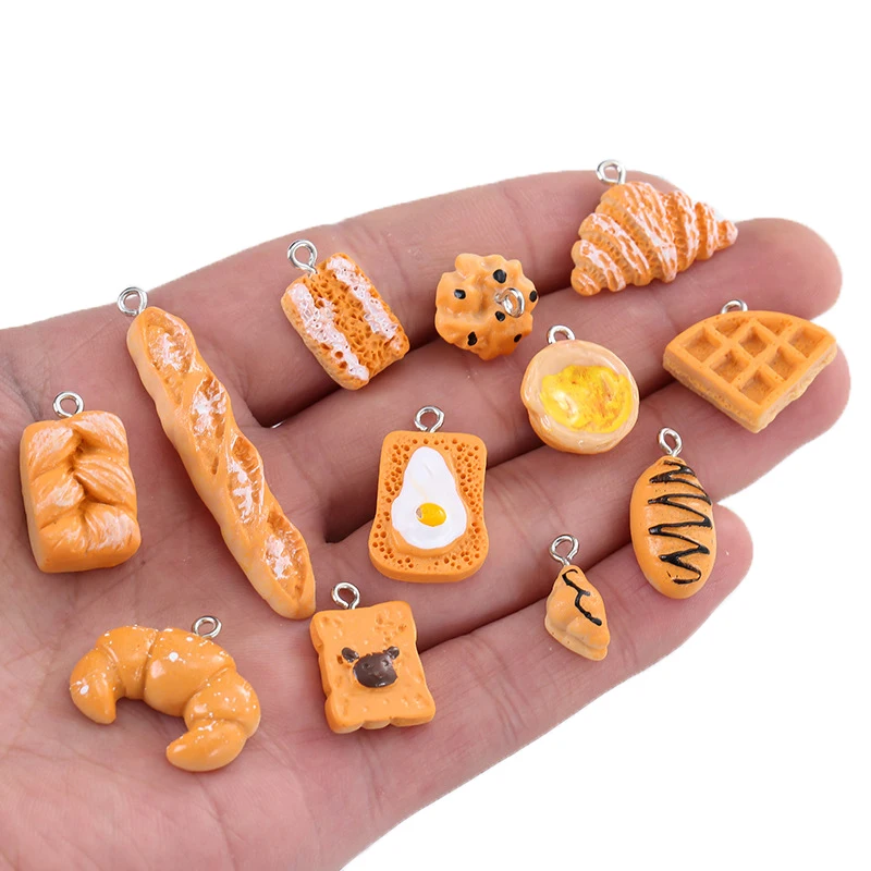 10 шт./лот тарелка в виде яйца Печенье Хлеб из смолы подвески еды Симпатичные