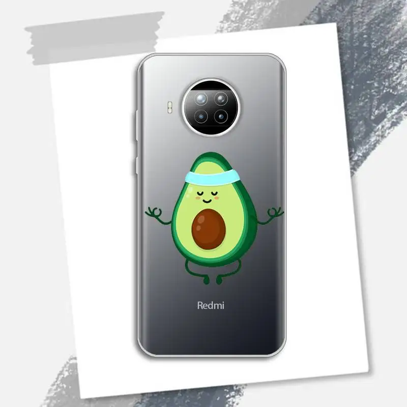 

Cute cartoon avocado Fitness fruit Phone Case Transparent for Xiaomi Redmi note 10 t 8 9 pro lite 11