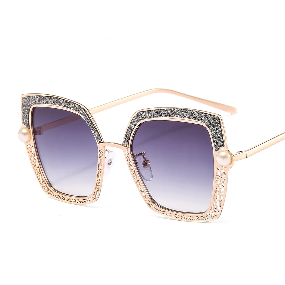 

Square Cat Eye Pearl Hollow Luxury Sunglasses Men Women Fashion Shades UV400 Vintage Glasses