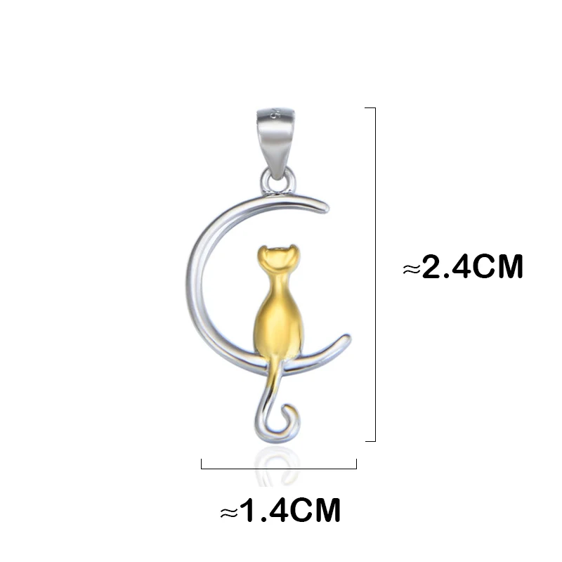 

MIQIAO Jewelry Of Women Moon Cat Pendant 925 Sterling Silver Female Lovely Ornaments Gift For Girlfriend Charms Fashion