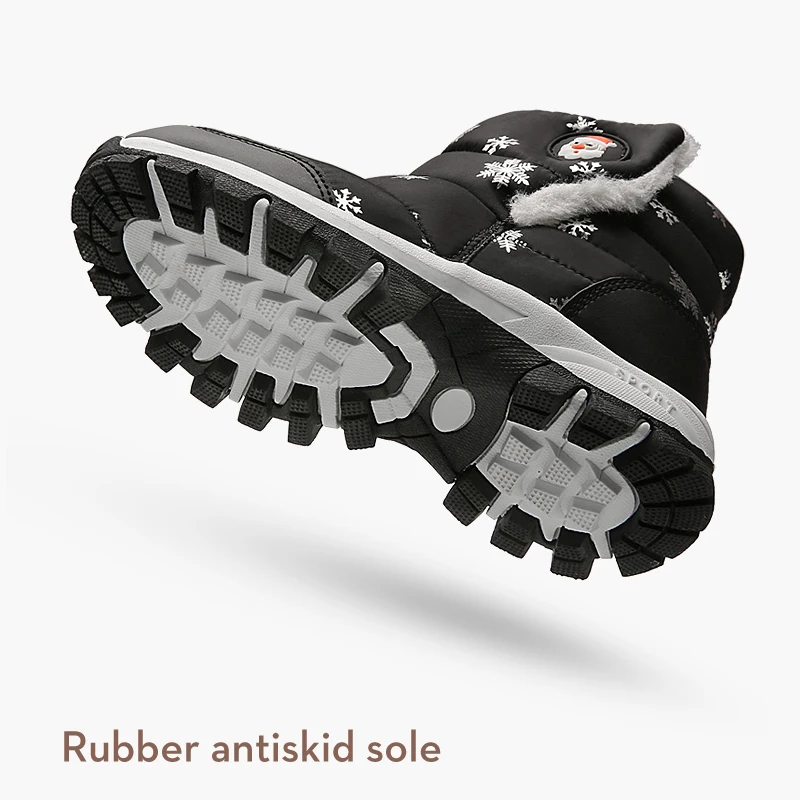 Botas de nieve para ni&ntilde;os y ni&ntilde;as, c&aacute;lidas, de invierno, gruesas y de algod&oacute;n, para exteriores, botas nieve c&oacute;modas, zapatos de Navidad-4