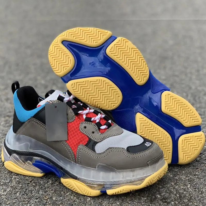 Бесплатная доставка тройной S 17FW папа прозрачная подошва белые кроссовки модные