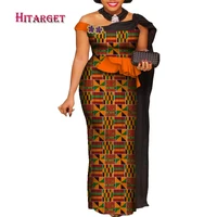 ankara fashion african dresses for women dashiki party dress sleeveless shawl dress floral print dress long robe dress wy8671
