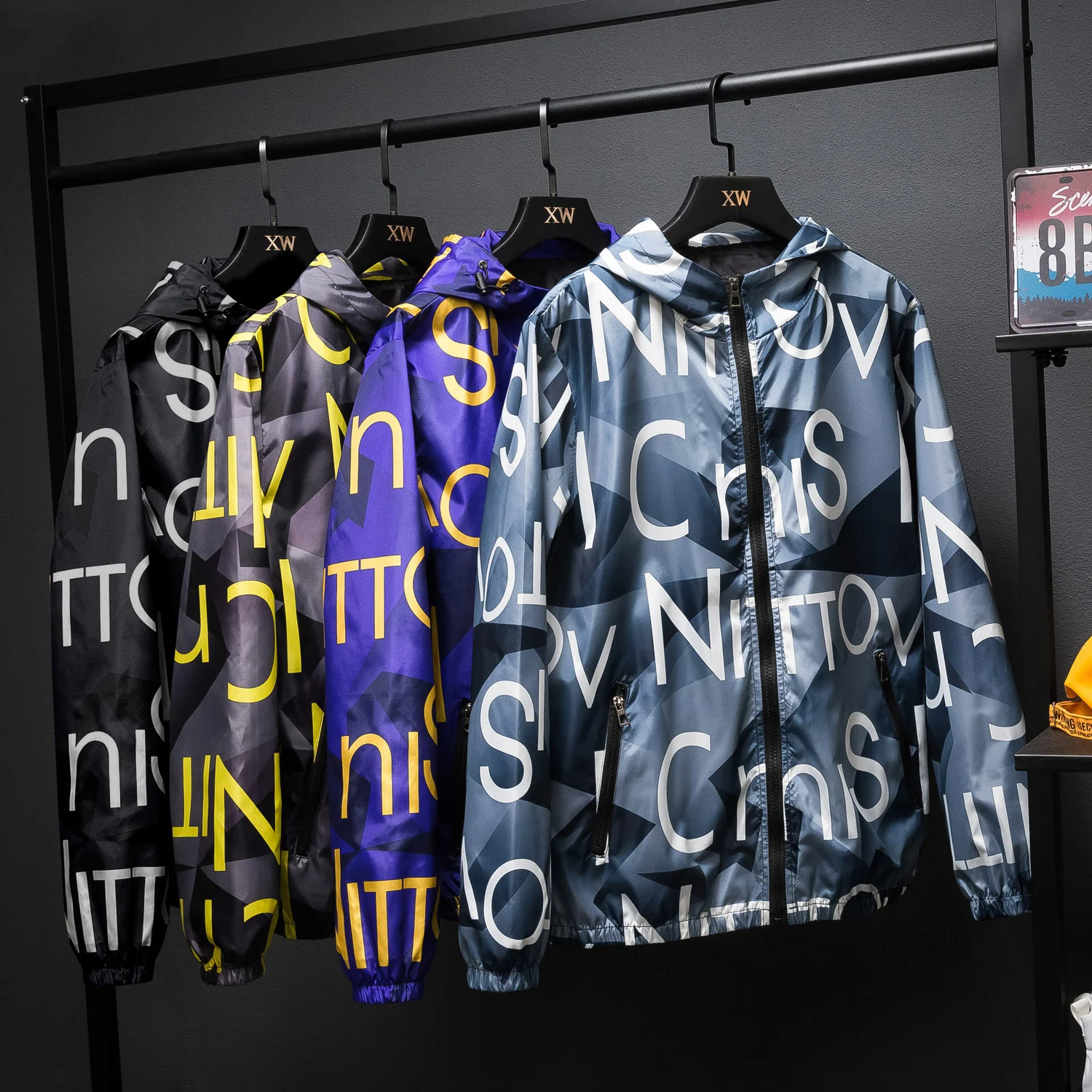 

Spring and autumn men's hooded new student trend camouflage clothes large loose men's jacket