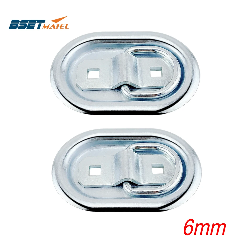 

2X 6mm Solid Steel Tie Down Lashing D Ring Strap Rope Deck Point Anchor Folding Pad Eye for Trailers Van Boat RV Camper Caravan