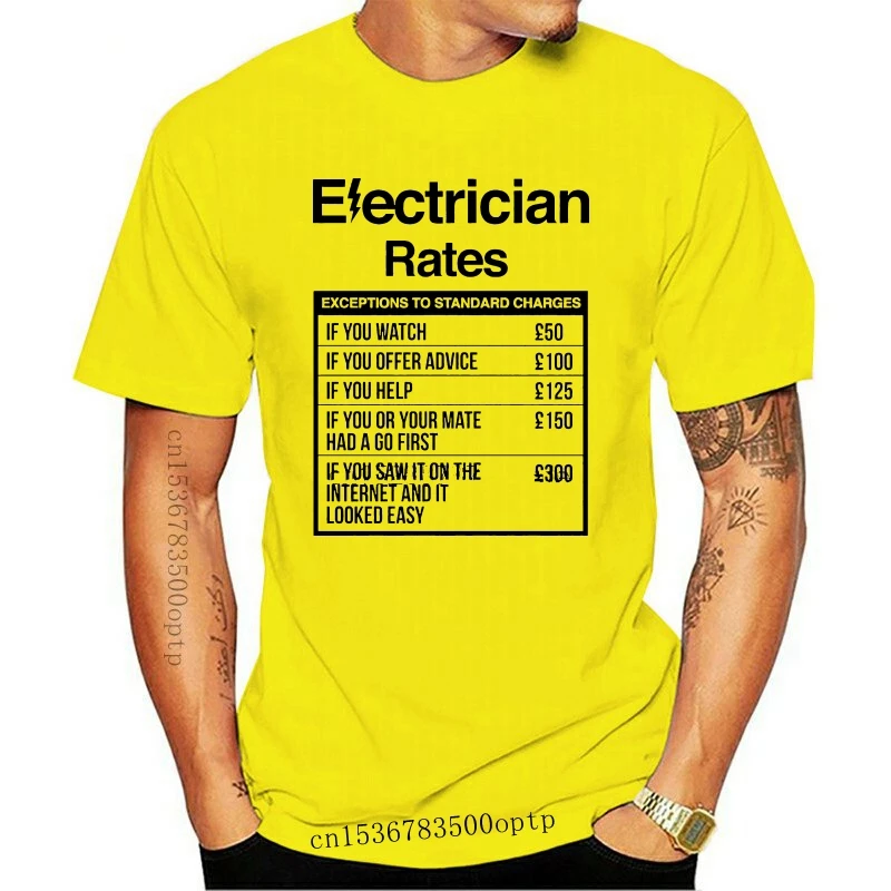 

2019 Fashion Hot Mens Olive Electrician Rates T-Shirt Sparky Student TShirt Funny Novelty