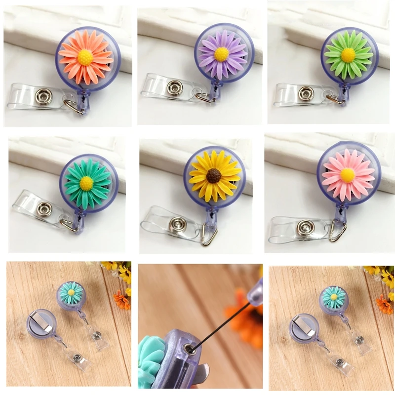 В форме хризантемы выдвижной брелок для ключей Для женщин девочек медсестры