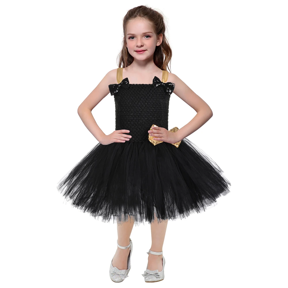 Платье-пачка для девочки с бантом повязкой на голову королева принцесса пчела