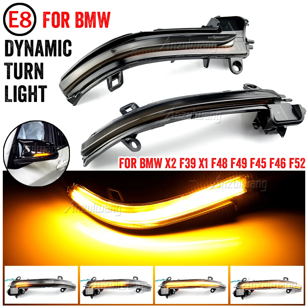 

2 шт. для BMW X2 X1 F48 F49 1/2 Series F45 F46 F52 седан 2016-2018 Динамический светодиодный поворотный сигнал поворотник зеркальный мигающий свет
