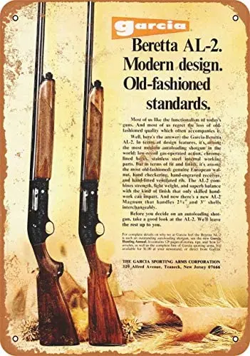 

12 x 16 inches Metal Vintage Funny Tin Sign 1973 Beretta AL-2 Shotguns