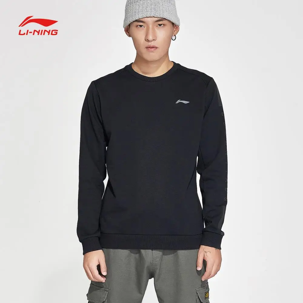 Li-Ning, мужской тренировочный свитер, обычная посадка, 60% хлопок, 40% полиэстер, подкладка, удобные спортивные топы, Свитера AWDN871 MWW1434