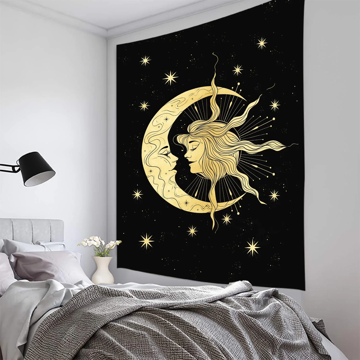 

Xingyue Girl Black and White Series Art Tapestry Wall Hanging Bohemian Home Decoration Famous Living Room Background Wall Cloth