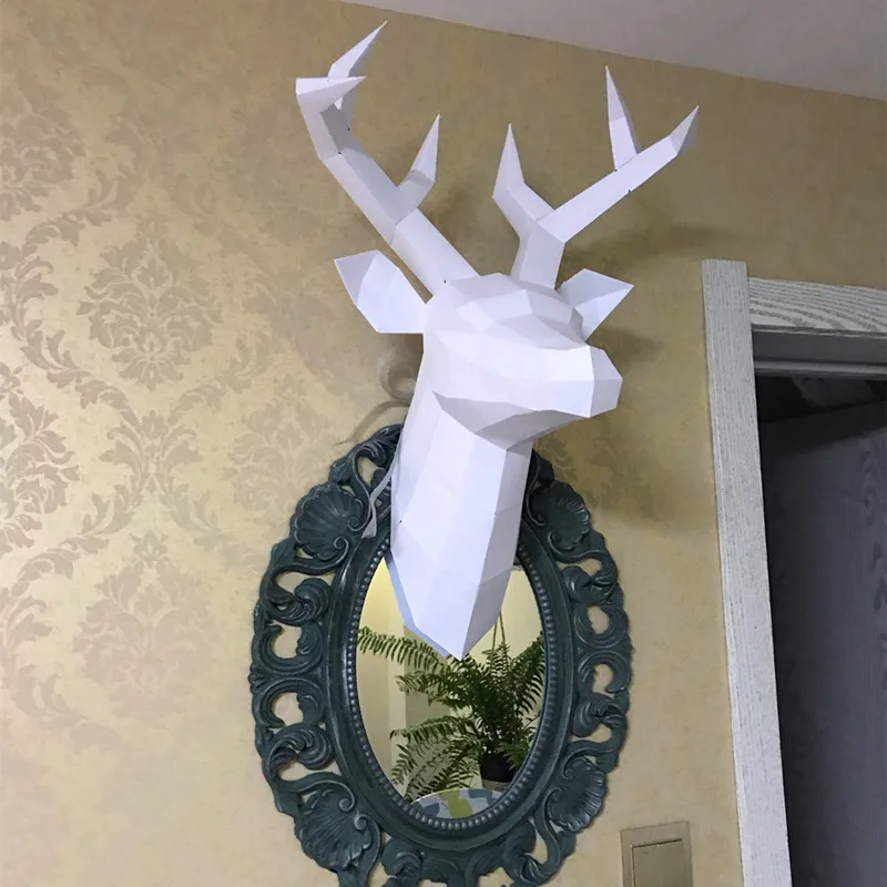 3D бумажная модель в виде оленя игрушка Настенный декор гостиная домашний сделай