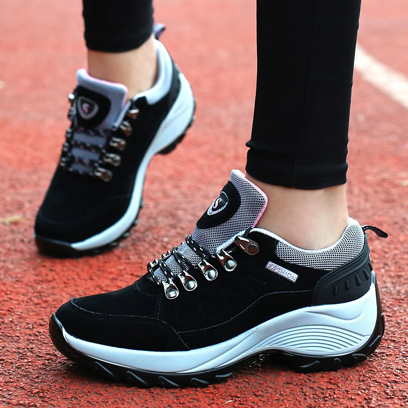 Women Tennis Shoes Sneakers Basket Femme Thick Bottom Platform Lace-Up Breathable Woman Shoes Ladies Height Wedge Shoes 35-42