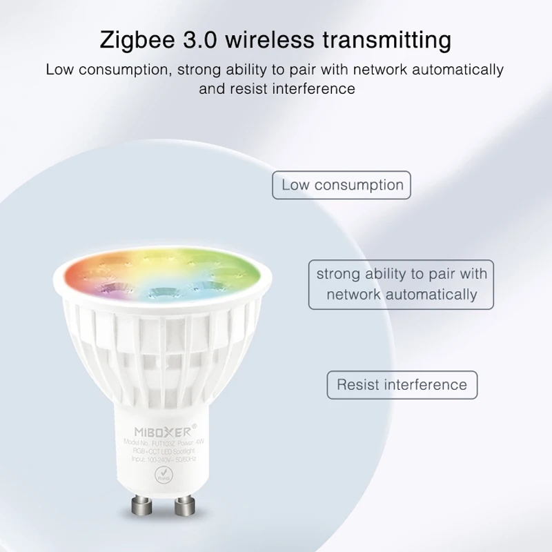 Светодиодный точечный светильник 4 Вт GU10 RGB + CCT Zigbee 3 0 умная Светодиодная лампа с