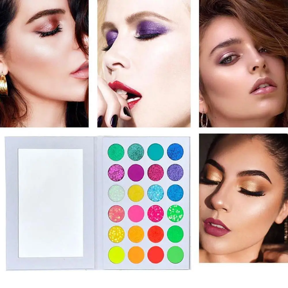 24 цвета мерцающие блестящие тени для век Палитра Водонепроницаемая