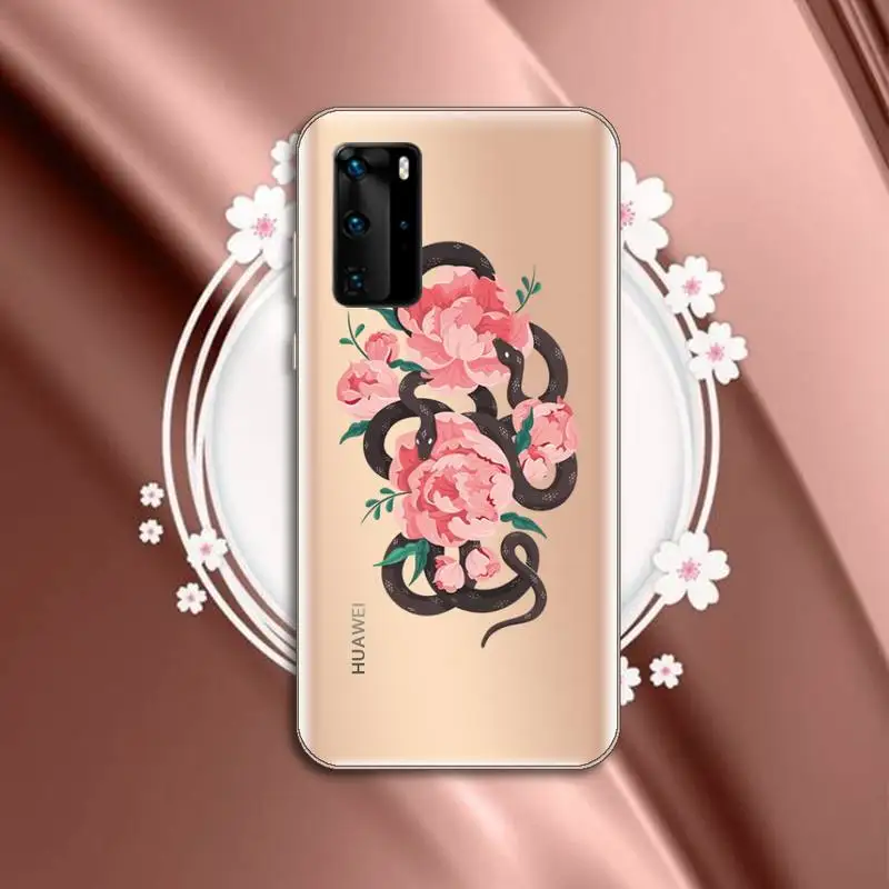 

Hand Snake Aesthetics flowers Phone Case Transparent for Huawei P honor 8 10i 20 30 40 smart 2019