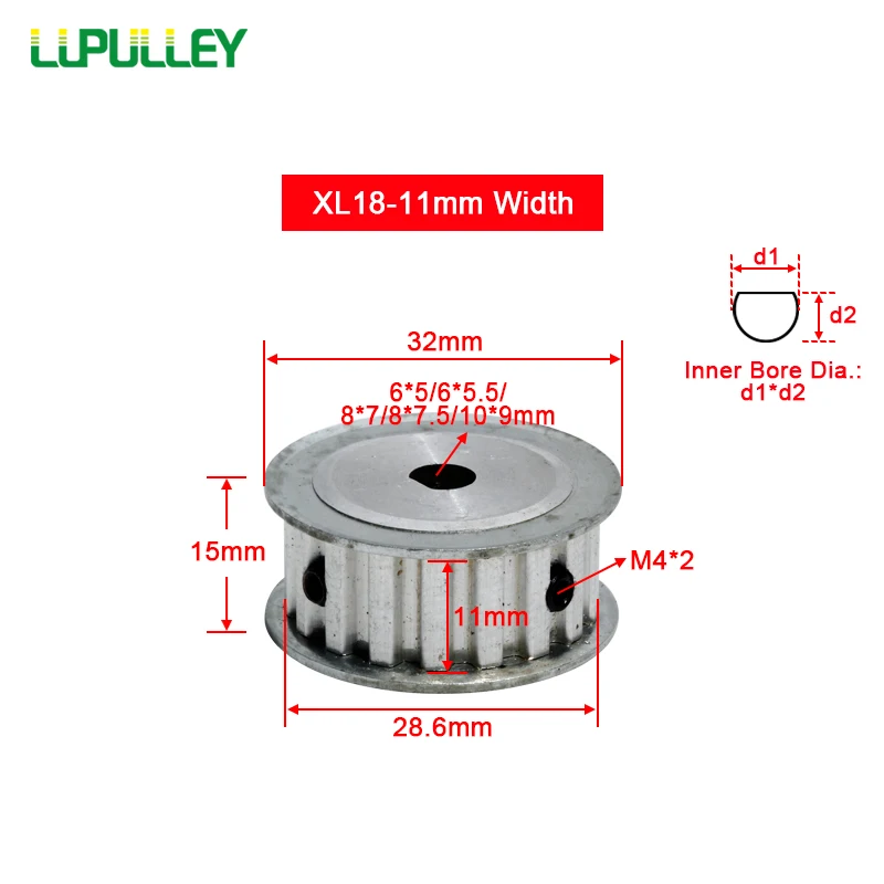 LUPULLEY XL 18 зубьев D образный отверстие зубчатый шкив диаметр отверстия: Зубчатый с