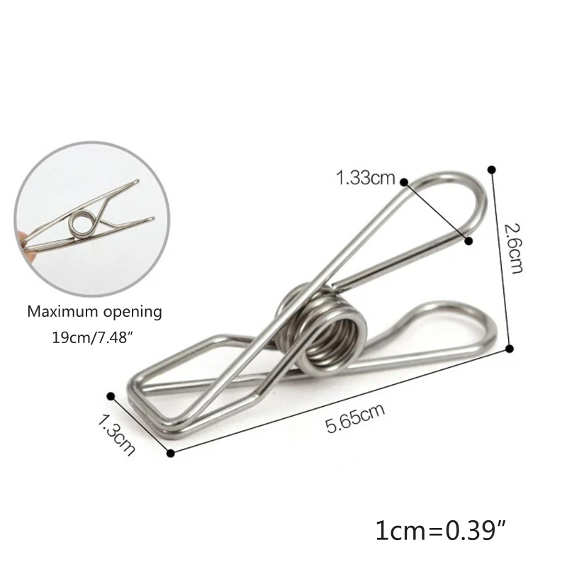 

20 Pcs Multipurpose Windproof Clothespin Stainless Steel Marine Grade Durable Pegs Metal Hanging Clips for Clothes Towels Socks