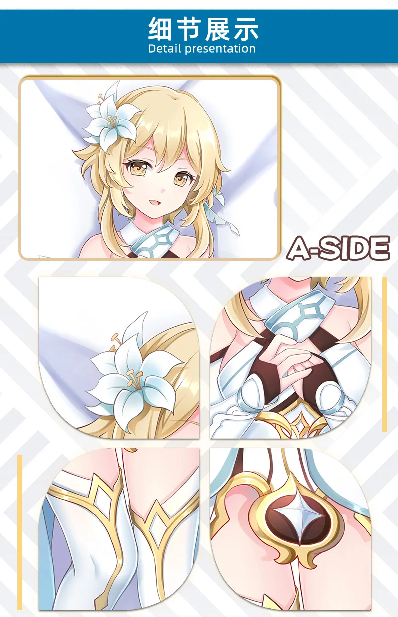 

Anime Game Genshin Impact Lumine Lovely Girl Dakimakura Hugging Body Pillow Case Japanese Otaku Pillow Cushion Cover Xmas Gifts