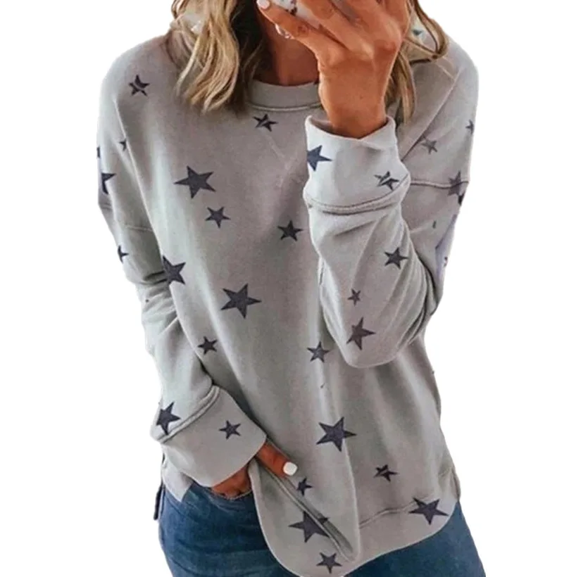 

Spring Ladies' Pullover Loose Large Size Long-Sleeved Pullover Autumn Winter Printed Sweatshirt O Neck Cotton Fashion Sweatshirt