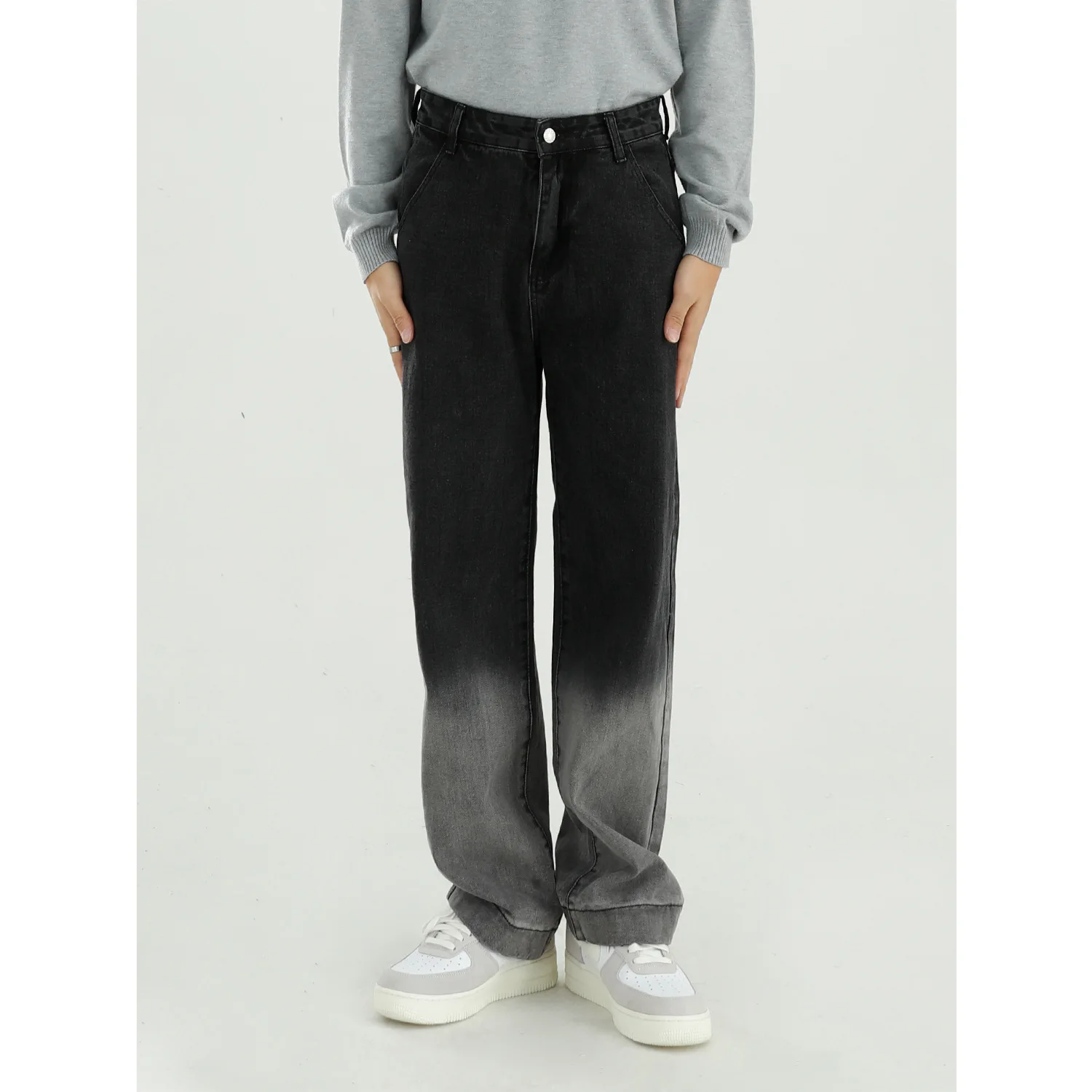 

Men Gradient Color Washed Loose Casual Straight Denim Pant Male Streetwear Hip Hop Vintage Fashion Jeans Trousers