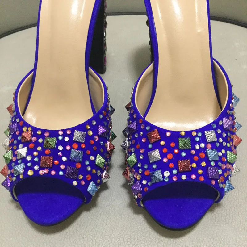 Новинка лета 2020 женская обувь разноцветные стразы на каблуках блестящие туфли