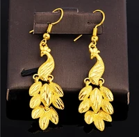 %d1%81%d0%b5%d1%80%d1%8c%d0%b3%d0%b8 24k gold drop earrings pendant earrings for women 24k gold filled peafowl earhook earring wedding birthday eardrop