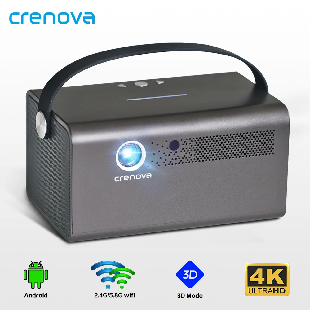 CRENOVA Newest DLP Laser Projector With 5G WIFI Home Theater Movie Video LED Projector Support 4K Video 600 Ansi Lumens