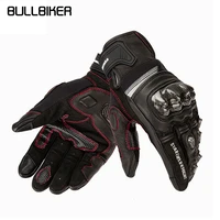 bullbiker new carbon fiber leather riding glove motorcycle goatskin breathable touch screen mens anti fall protective gear