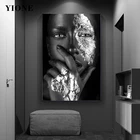 Плакат черная женщина с серебряной фольгой, холст, современные картины с африканскими женщинами для украшения стен гостиной, спальни