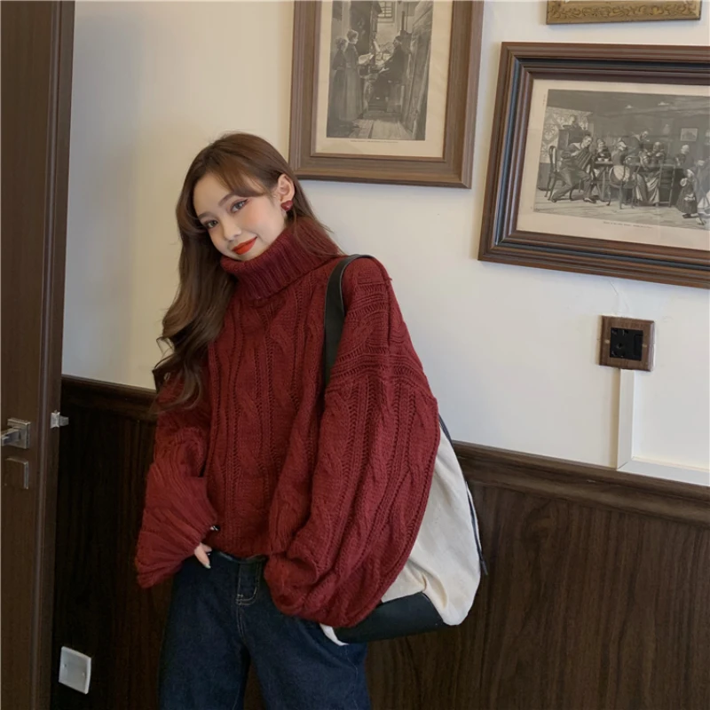 Укороченный свитер JMPRS Женский плотный вязаный джемпер с высоким воротником