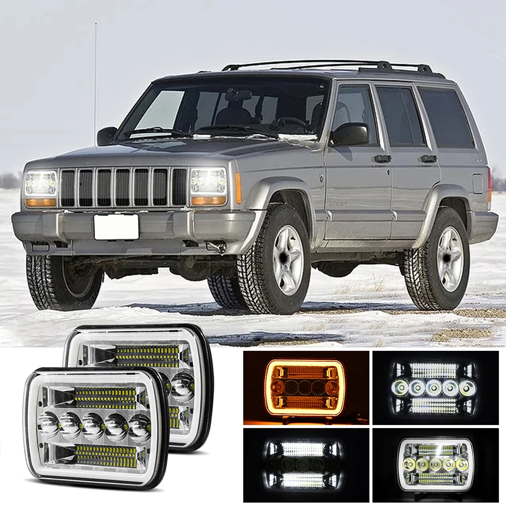 

200W LED Car Headlight Bulbs 30000lm 6500K Waterproof High Brightness Automotive Headlamp with Adapter Cable For Jeep Wrangler