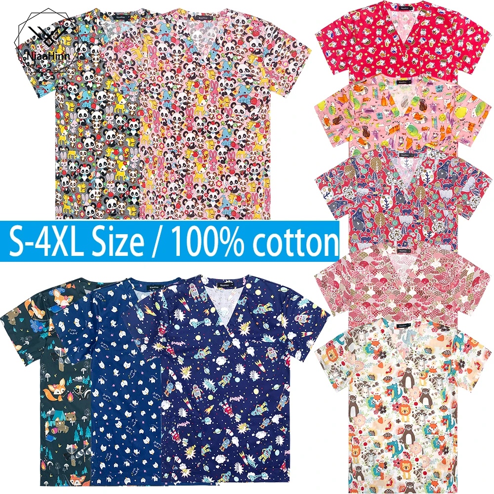 

Outdoor Work Breathable Slim Frosted Uniform Pocket Unisex High Quality Pure Cotton Uniform Top Pet Shop Veterinary Scrubs Tops