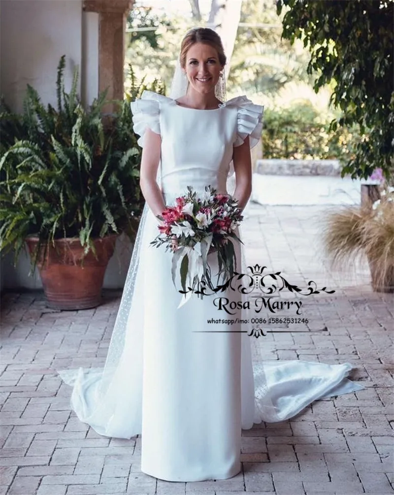 

Sexy Backless Plus Size Mermaid Wedding Dresses 2020 Scoop Polka Dot Ruffles Greek Arabic Country Beach Vestido De Novia