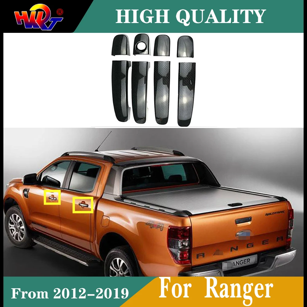 

Fit For Ranger T6 T7 T8 2012-2019 Wildtrak Car Styling Accessories Carbon Fiber Door Handle Cover Decoration Panle