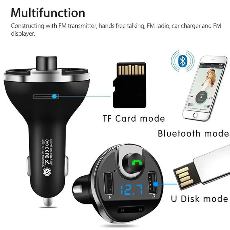 Bluetooth автомобильный комплект Usb Type-C автомобильное зарядное устройство